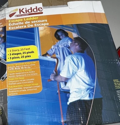 Nueva escalera de escape de incendios Kidde 3 pisos emergencia 25 pies peldaños antideslizantes ENVÍO GRATUITO Foto 1 de 4