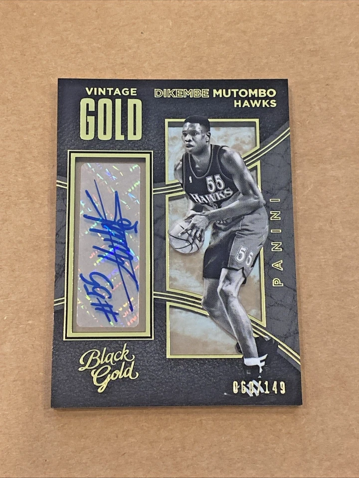 2015 Panini Black Gold Vintage Gold AUTOGRAPH Dikembe Mutombo Auto /149 HOF RARE - Image 1 of 2
