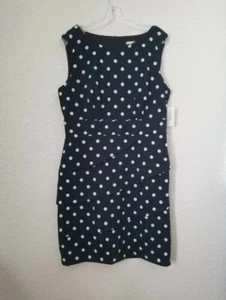 Signature Sabrina Black & Mint Polka Dot Dress By Dressbarn Size 14 New With tag - Picture 1 of 7