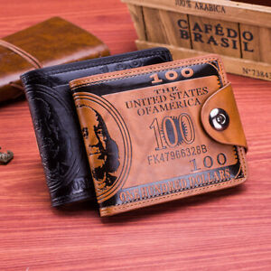 Mens US Dollar Bill Wallet PU Leather Credit Card Photo Holder Billfold Purse US