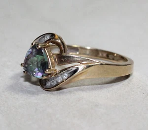 10K Yellow gold Topaz & Diamond Solitaire Ring w/ accents 1.2 TCW $850  (AP 003 - Picture 1 of 5