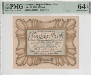 Germany 1918 50 Mark PMG Certified Banknote UNC 64 EPQ Pick 65 - Picture 1 of 2