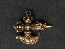 Collection Ancient China Tibet Bronze Carving Dragon Vajry Pestle Amulet Pendant