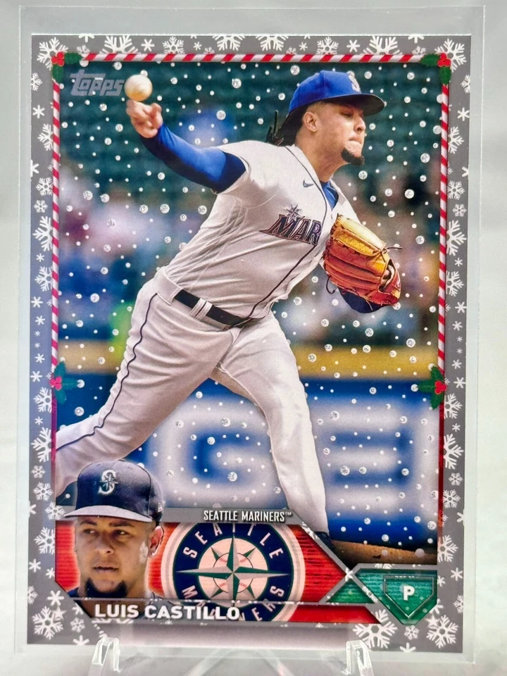 ❄️2023  Topps Holiday #H156 Luis Castillo METALLIC SNOWFLAKE - Mariners ❄️ - Image 1 of 2