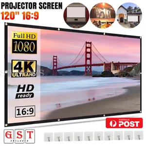 120" Projector Screen Portable Foldable Outdoor Home Movie Cinema Theatre 16:9 - Picture 1 of 17