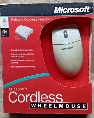 Vintage Microsoft Cordless WheelMouse & Receiver, PS/2, C57-00001 - Not Tested - Image 1 of 4