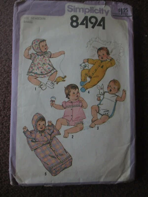 Newborn Simplicity vintage 1978 Babies' Layette Dress Sunsuit PJ sewing pattern - Image 1 of 4