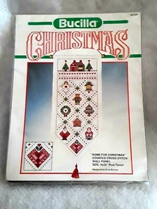 "Panel de pared de punto de cruz contado Bucilla Christmas ""Hogar para Navidad 9""x20" - Imagen 1 de 7