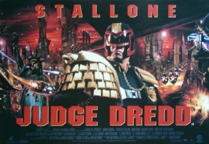 JUDGE DREDD SYLVESTER STALLONE 1995 ORIGINAL MINI QUAD CINEMA MOVIE FILM POSTER - Picture 1 of 1