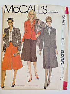 Jacket Skirt Culottes 12 McCalls 8235 Sewing Pattern UC FF McCall's Career Work - Picture 1 of 11