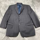 Jos A Bank Blazer Men 44 Short Charcoal/Brown Plaid Wool Jacket Sport Coat