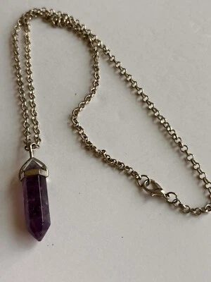 Collar/cadena amatista amuleto mide 20 pulgadas de largo Foto 1 de 4