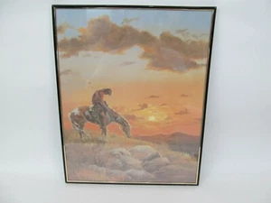 Vintage M. Caroselli Native American Hunter Print “End of the Trail” - Picture 1 of 3