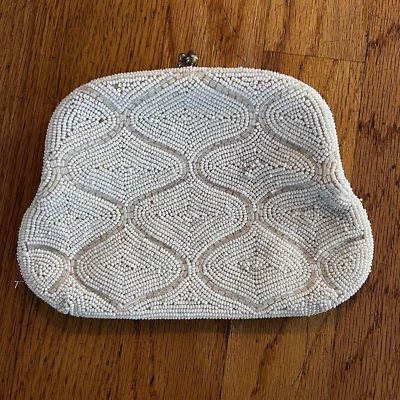 Bolso Richere Vintage de Walborg Hecho en Japón Blanco Marfil Cuentas SIN CORREA Foto 1 de 4