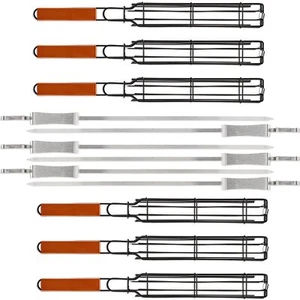 DEAYOU Set of 12 Kabob Grilling Baskets and Skewers Stainless Steel BBQ Grill... - Picture 1 of 6