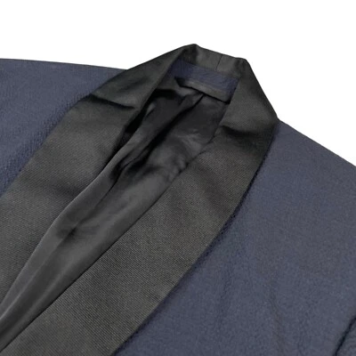 Chaqueta de Esmoquin J.Lindeberg Para Hombre Mezcla de Lana Cuello Chal Azul Marino/Negro • 48R EE. UU. Foto 1 de 4