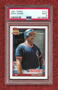 1991 TOPPS #117 DION JAMES PSA 9 MINT POP 1 NONE HIGHER INDIANS BRAVES - Bild 1 von 1