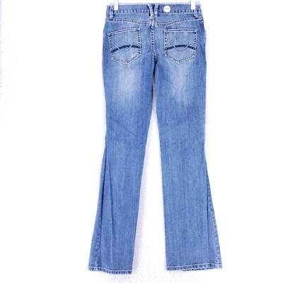 Pantalones de mezclilla Mossimo de algodón para mujer talla 1 azul de colección rectos Y2K elásticos años 90 tiro medio Foto 1 de 4