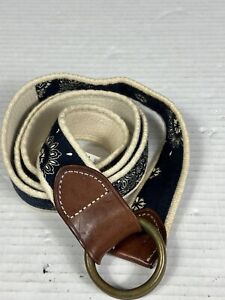 Polo Ralph Lauren Men's Leather-Trim Webbed Cotton D-Ring Belt, Navy & White