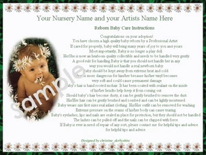 CARE SHEET/ CERTIFICATE/CERTIFICATES 4 REBORN FAKE BABY approx 7"x 5" - Picture 1 of 1