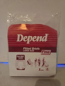 Vintage Depend Fitted Briefs Adult Diapers Size Large 1 Sample Pack Sealed 1990 - Picture 1 of 5