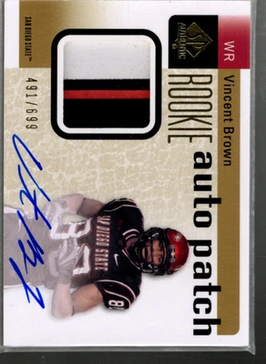 B3818- 2011 SP Authentic #221 Vincent Brown Auto Jersey /699 SAMPLE PIC - Image 1 of 2