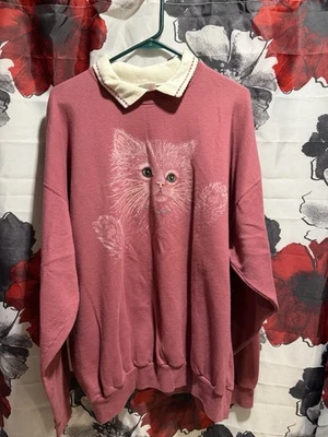Sudadera Morning Sun Kitten XL Rosa Gato Vintage Cottagecore Años 90 Foto 1 de 4