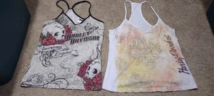 Harley Davidson Lot. Two Women's Spaghetti strap Tops. Both Women's Large - Picture 1 of 13