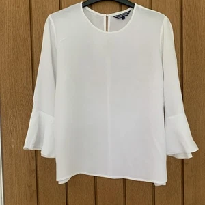 Tommy Hilfiger white viscose top flared Cuffs size 10 Worn Once VGC - Picture 1 of 5