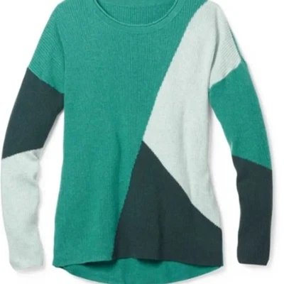 Smartwool Knit Sweater Size Medium Colorblock Lightweight Ribbed Wool Crewneck - Image 1 of 4