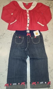 Neu Vintage Neu mit Etikett 2013 Gymboree geblümt maritim Pullover & Jeans Outfit Set - Bild 1 von 7