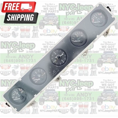 87-91 Jeep YJ Wrangler Center Dash Gauge Instrument Cluster CLOCK Five Gauges - Image 1 of 4