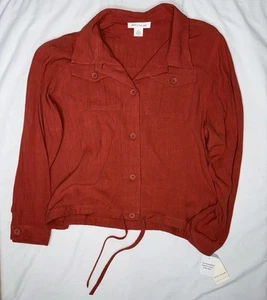Chaqueta Top Skyes The Limit Rojo Ladrillo Botones Grandes Cordón Talla Grande - Imagen 1 de 12