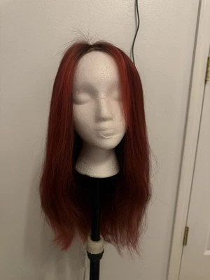 Dark Red Human Hair Full Lace Wig 18” - Image 1 of 4