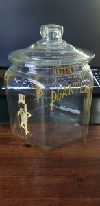 Vintage Pflanzgefäße Mr. Peanut 6-seitiges Glas mit Erdnussdeckel - Bild 1 von 10