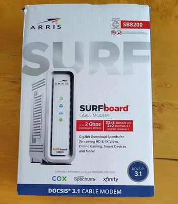 ARRIS SB8200 Surfboard DOCSIS 3.1 Cable Modem White with Coax and Connectors NEW - Image 1 of 4