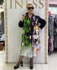 Poyes Kleid Gr. 20/2 Mehrfarbig Gesicht Print Blumen Made In Turkey - Bild 1 von 4