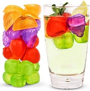 40/60 x Mixed Fruit Shaped Reusable Plastic Ice Cubes Freezing - Picture 1 of 11