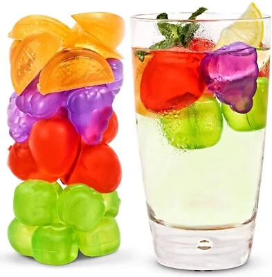 40/60 x Mixed Fruit Shaped Reusable Plastic Ice Cubes Freezing - Image 1 of 4