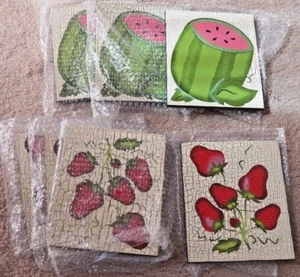 Nice Hand Made Hand Painted Wooden Wall Plaques 3 Watermelons 4 Strawberries - Picture 1 of 3