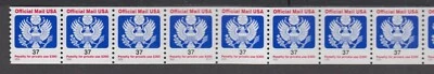 U. S. COIL STRIP OF 25 x 37c, O159MNH OFFICIAL MAIL USA, P # S111 - Image 1 of 2