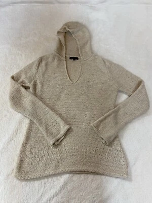 BCBG Maxazria Womens Size Large Beige Knit Hooded Pullover Sweater - Image 1 of 3