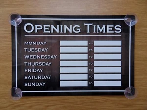 Brown & White Opening Hours Sign 300mm x 200mm - Picture 1 of 1