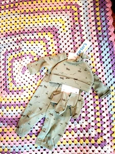 BABY GIFT!  NEW Crochet 32" Multicolor Pastel Baby Afghan & Preemie 4 Pc. Outfit - Picture 1 of 10