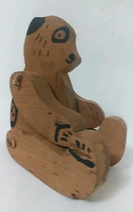 Vintage WOOD SHELF SITTER - Jointed Teddy Bear - COUNTRY FOLK ART - Picture 1 of 6