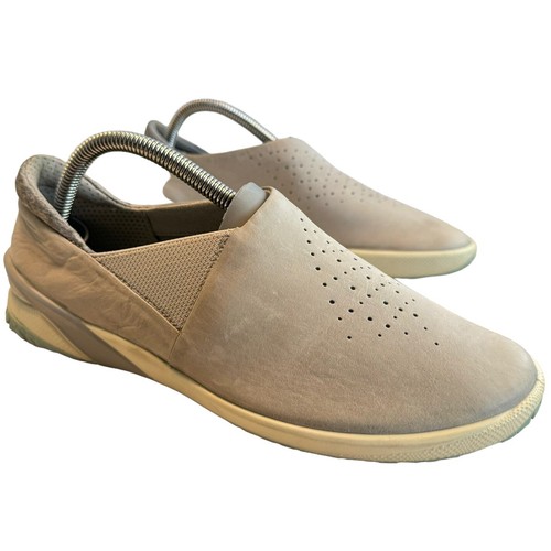 ECCO scarpe casual da donna slip on flats grigie in pelle taglia US 7
