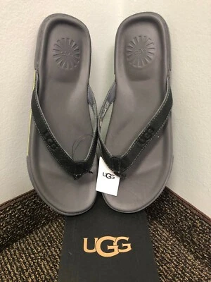 Chinelos masculinos UGG BENNISON II - COURO Tamanho EUA 13 Cor: CINZA - Imagem 1 de 4