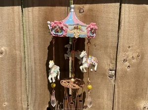 Pink & Blue Carousel wind chime With Rose Gold “pipes”, 36 In Long - Picture 1 of 10