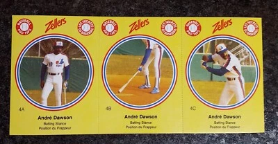 1982 Zellers Andre Dawson Montreal Expos Uncut Panel Of 3 Cards, Panel 4, Nice - Image 1 of 4