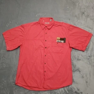 Vintage Bugle Boy Shirt Mens XL Pink Button Up Short Sleeve Twill Casual 90s Dad - Picture 1 of 11
